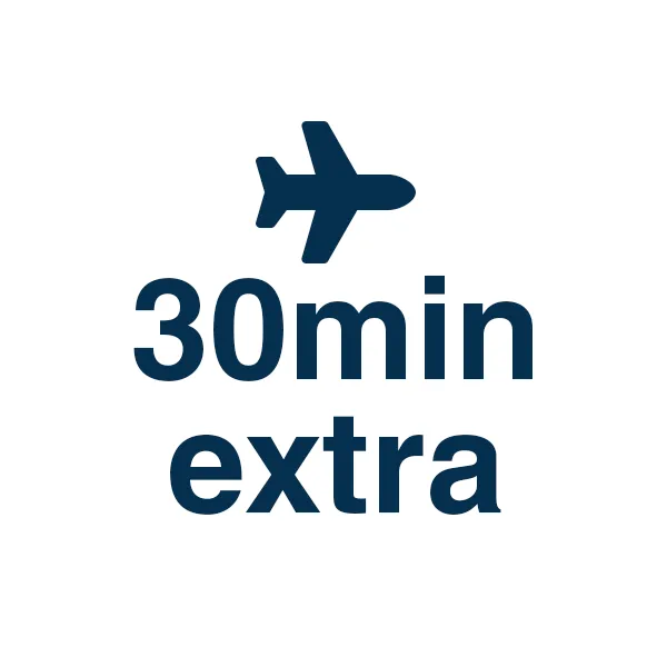 Additional flight time - 30 min - narrow body